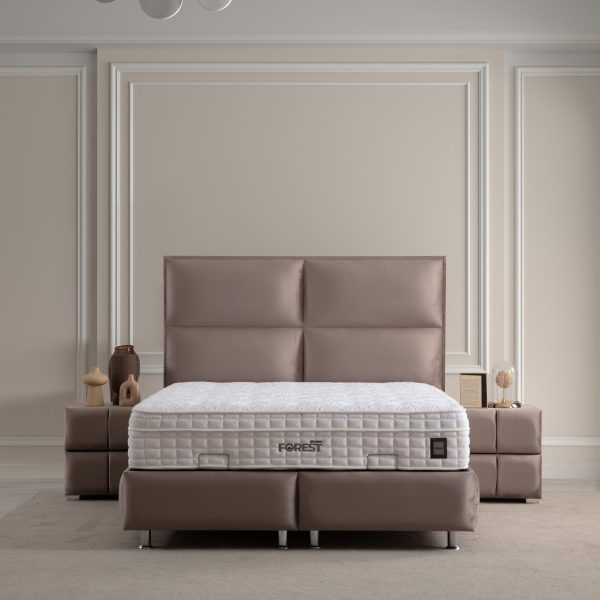 Pat tapitat Sidney cu tablie matlasata somiera metalica si depozitare