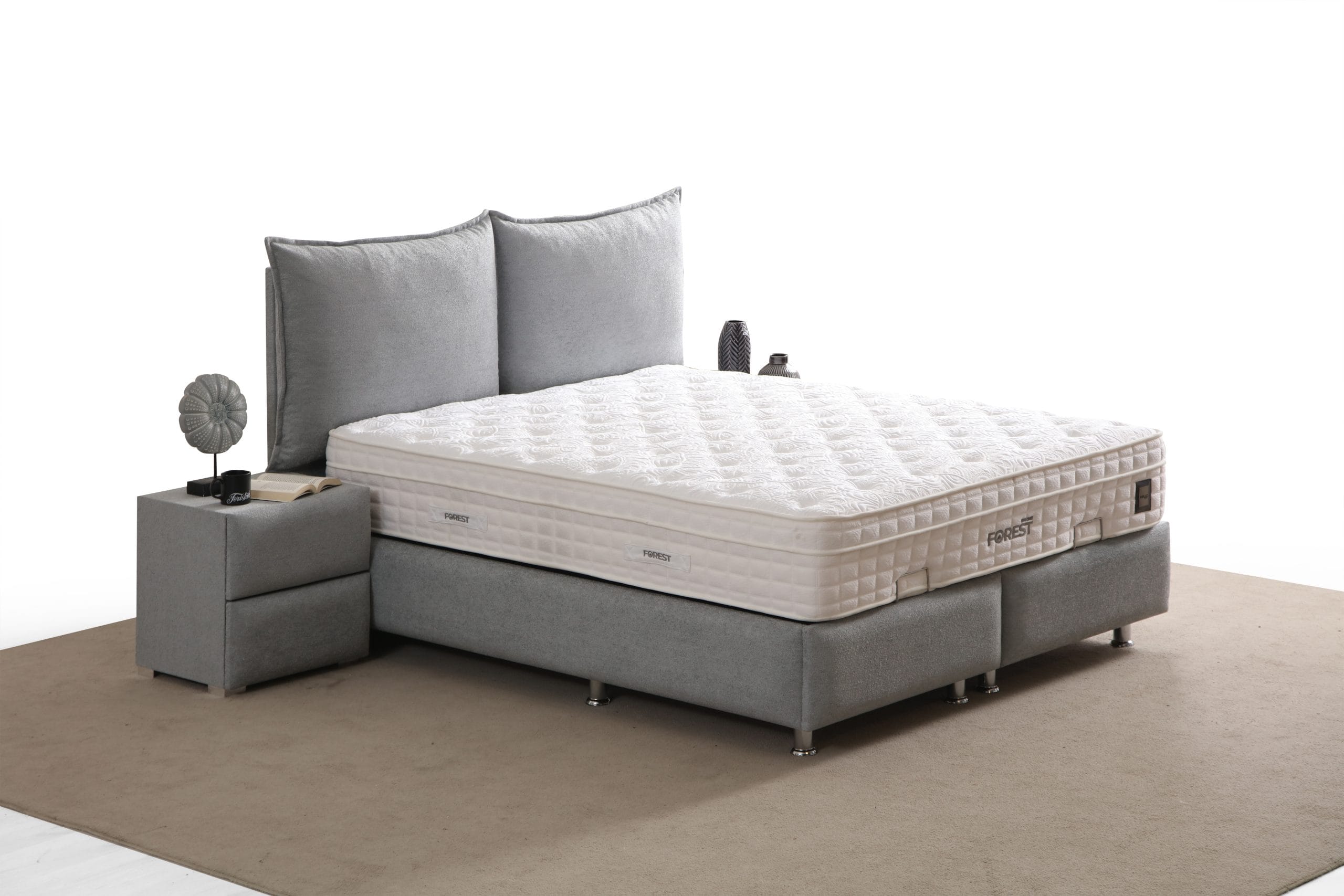 Pat Tapițat Oreo – Somieră Metalică Rabatabilă și Depozitare 6