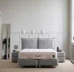 Pat tapitat Mali cu tablie tip perna dubla si somiera metalica