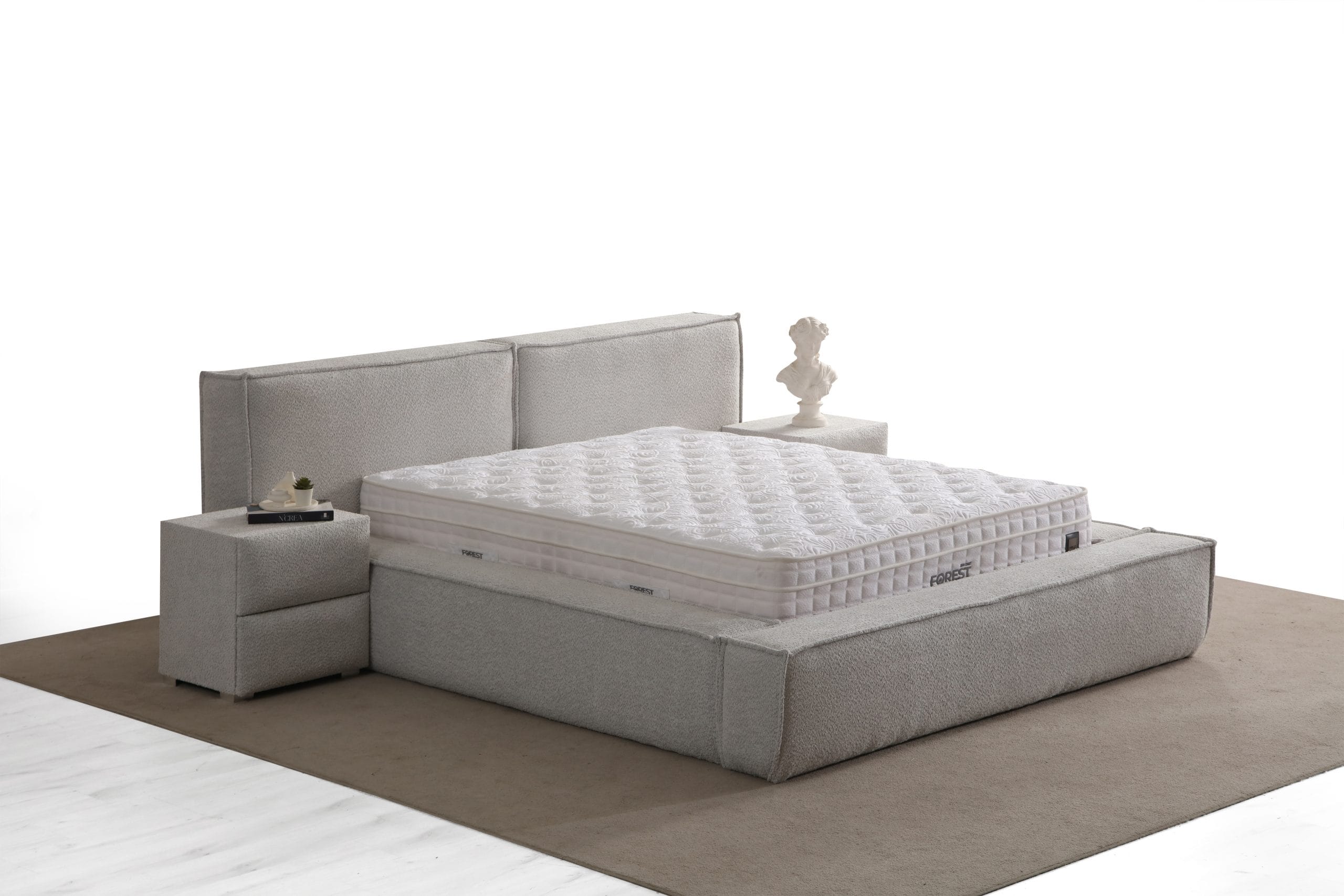 Pat Tapițat Oreo – Somieră Metalică Rabatabilă și Depozitare 7