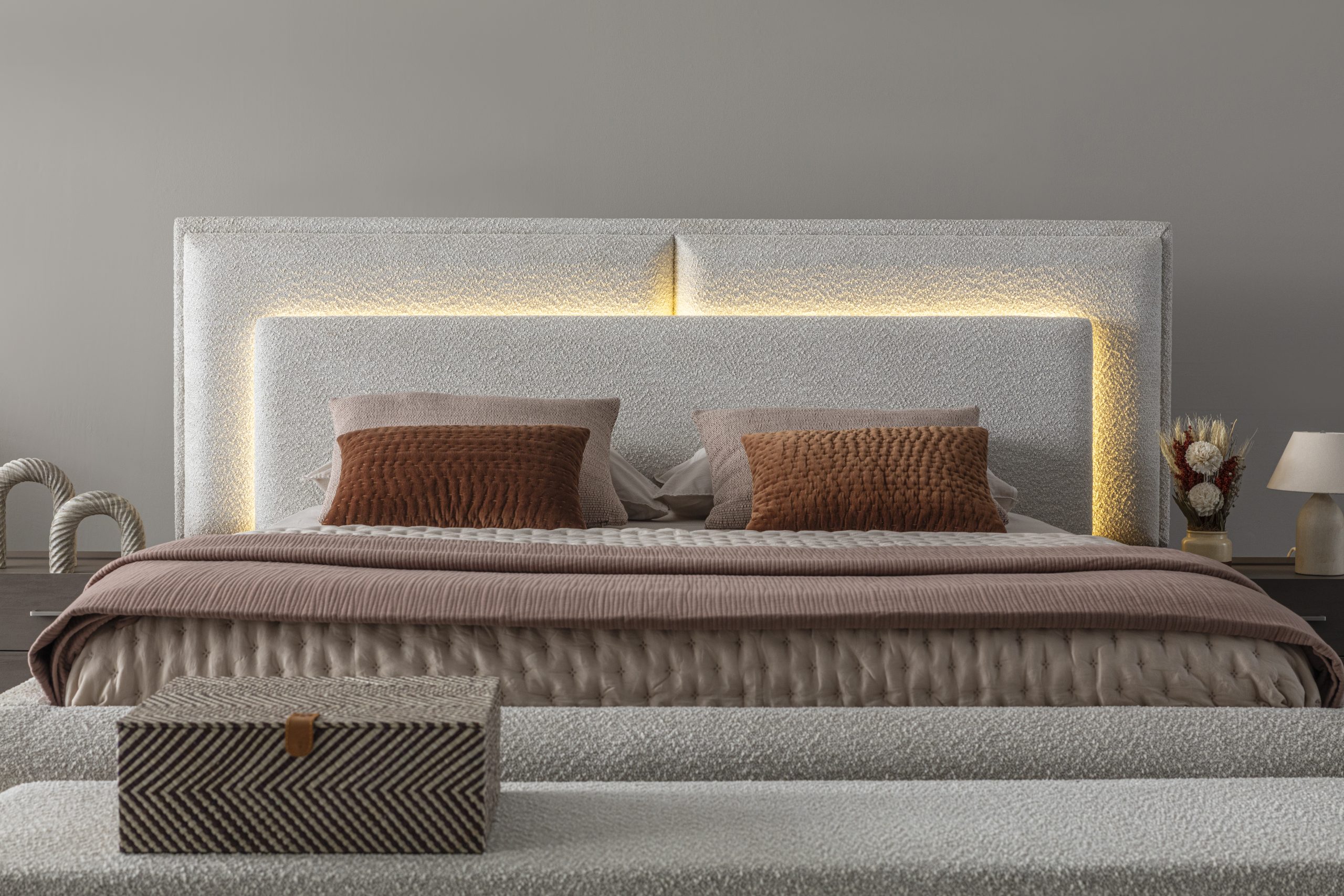 Pat Tapițat Oreo – Somieră Metalică Rabatabilă și Depozitare 2