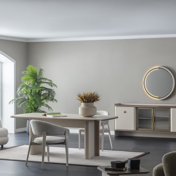 Set dining Monaco cu 6 scaune și comodă premium