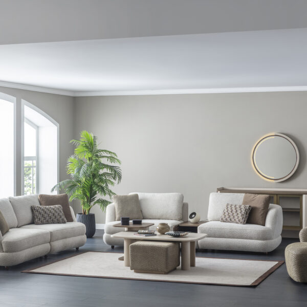 Set living MONACO cu canapele, fotoliu, masute cafea si pouf design luxury