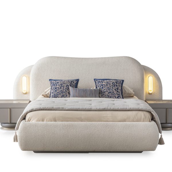 Pat tapitat OLIMPIA cu tăblie confortabilă pentru dormitor - Studio Concept