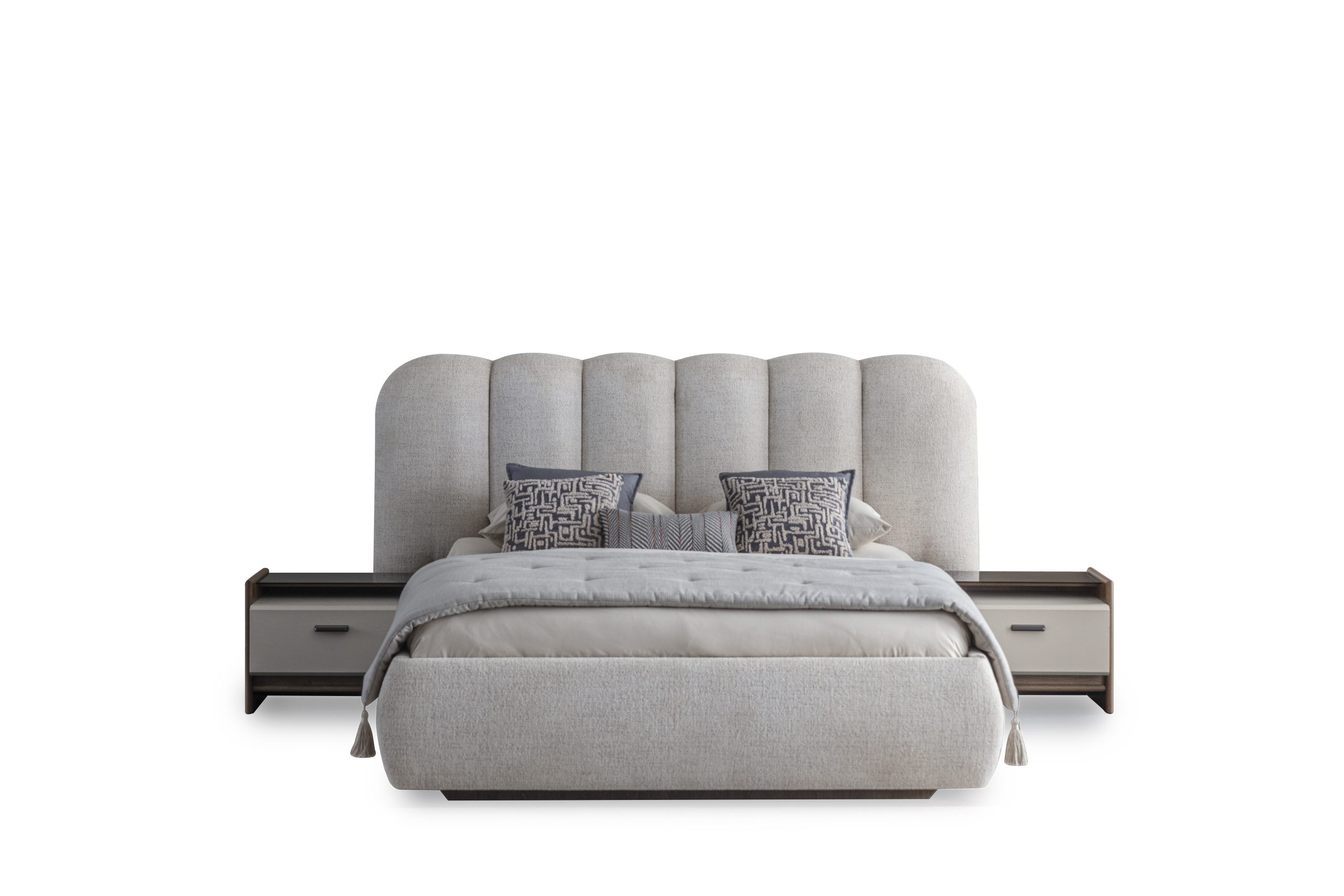 Pat tapitat STELLA cu tăblie înaltă și ladă de depozitare - Studio Concept