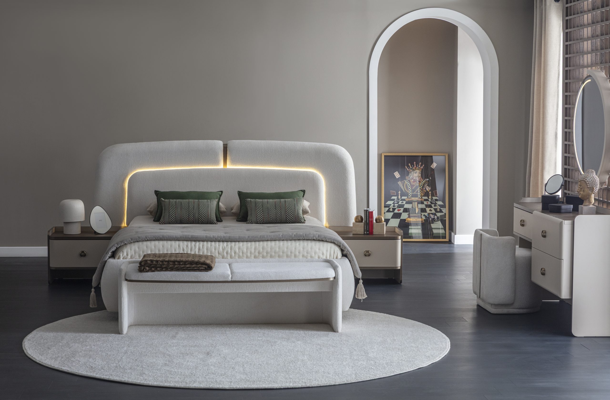 Set Dormitor STELLA – Design Modern Complet (Pat, Noptiere, Dulap, Comodă) 5