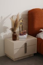 Noptiera cu 2 Sertare PABLO – Design Modern, Finisaj Mat și Bază Piatră 2