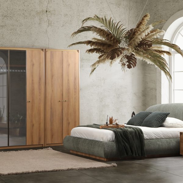 Set dormitor ICON complet cu pat curbat dressing si masa makeup