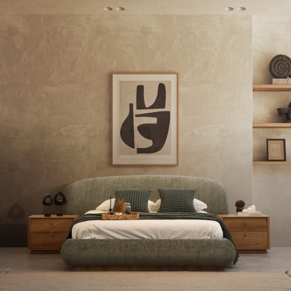 Pat tapitat ICON cu design minimalist si somiera rabatabila