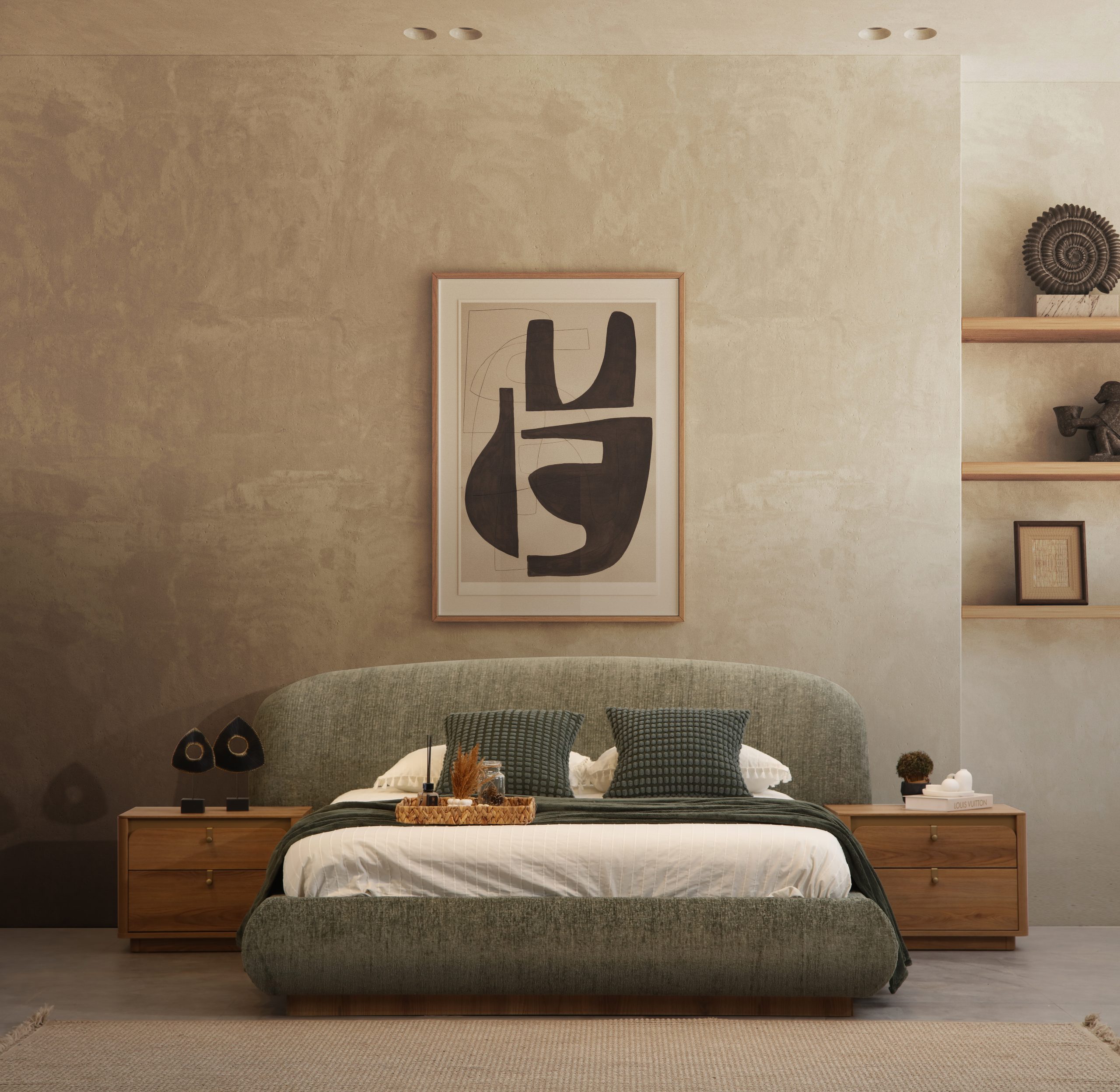 Pat tapitat ICON cu design minimalist si somiera rabatabila