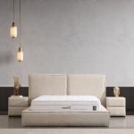 Pat tapitat bucle Felix cu somiera rabatabila si depozitare