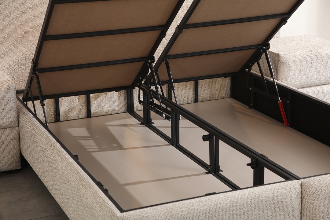 Pat Tapițat Oreo – Somieră Metalică Rabatabilă și Depozitare 12