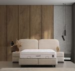 Pat tapitat Oreo cu somiera metalica rabatabila si depozitare