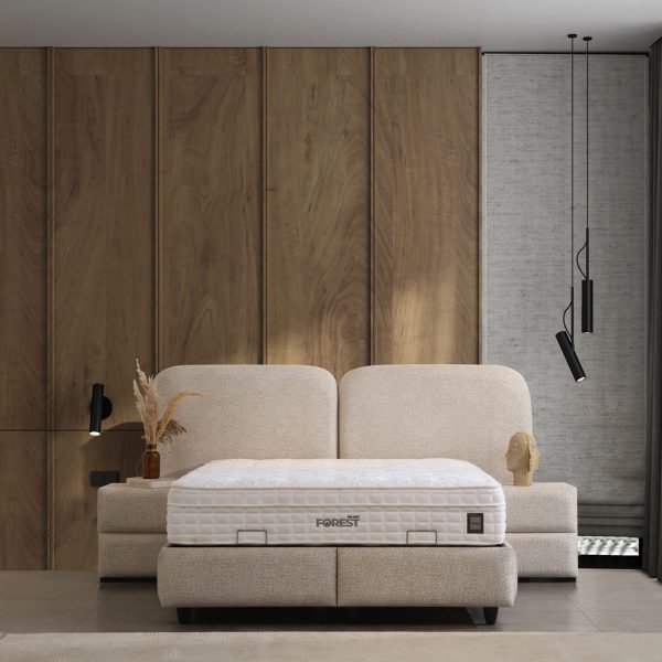 Pat tapitat Oreo cu somiera metalica rabatabila si depozitare