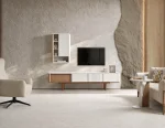 Comoda TV Latte 220 cm cu fronturi riflate si design modern