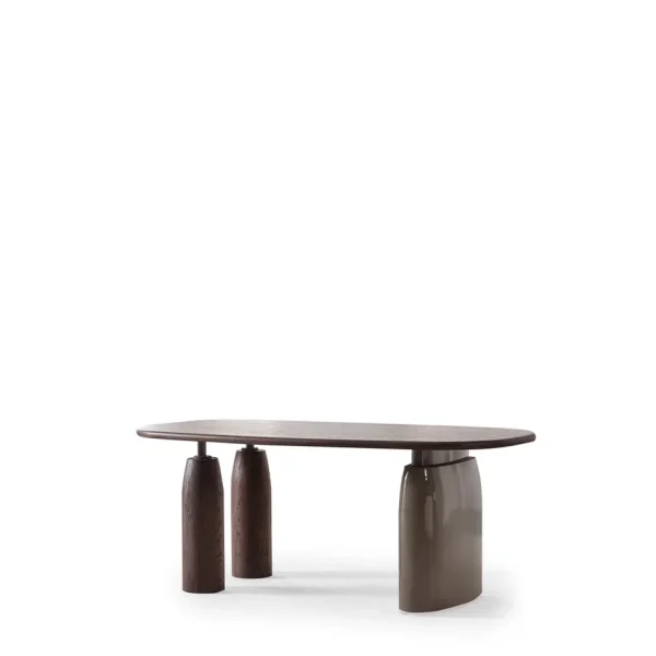 Masa Dining MOKKA – Design Oval, Blat Nuc și Picioare Sculpturale