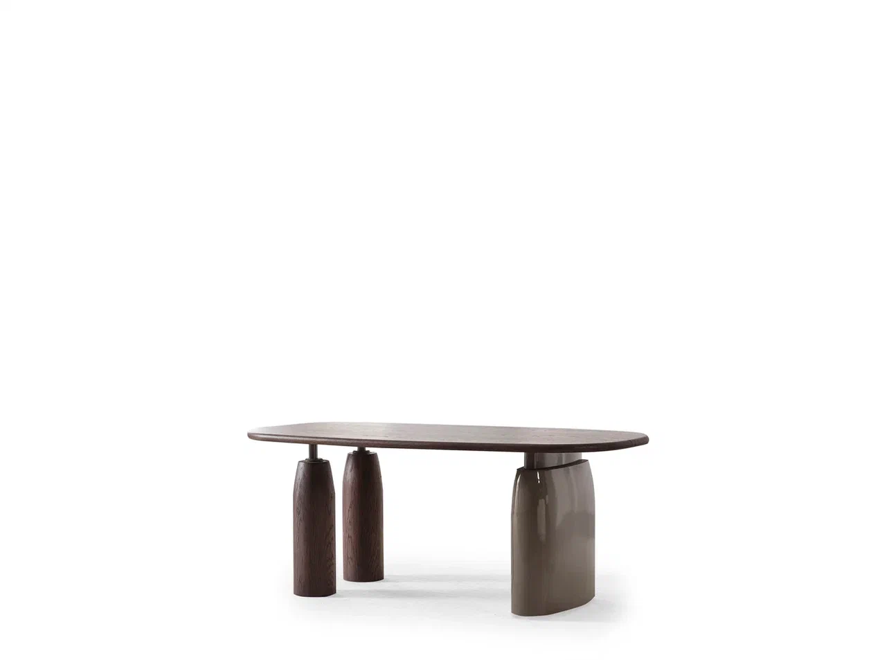 Masă Extensibilă Bold – Design Sculptural Crem, MDF Vopsit și Bază cu Accent Lemn 8