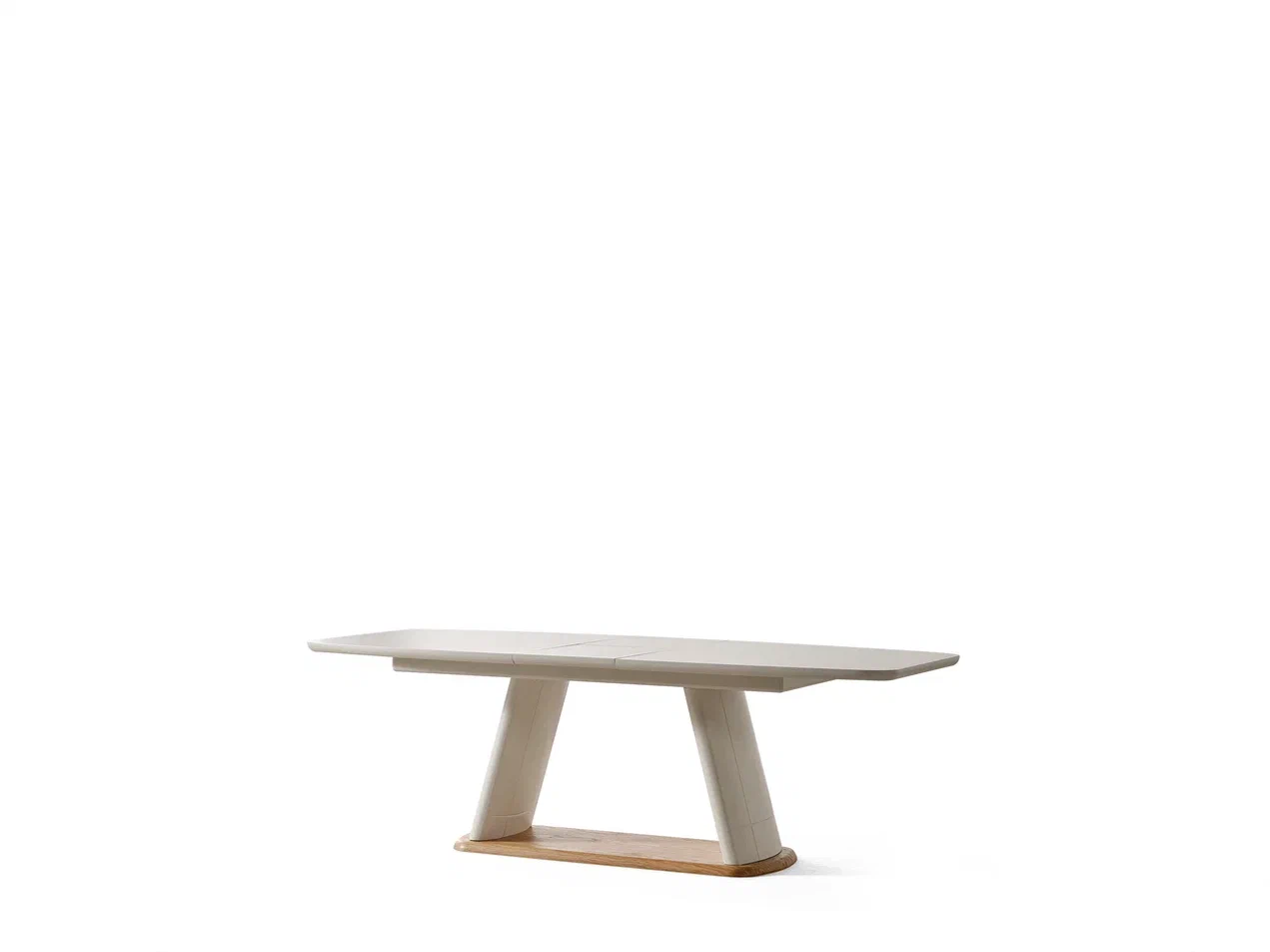 Masa extensibila Bold crem design sculptural MDF vopsit baza accent lemn