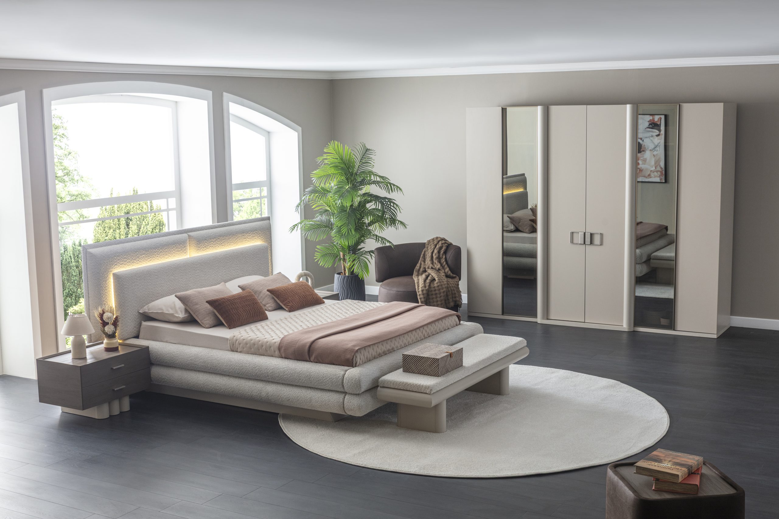 Set Dormitor STELLA – Design Modern Complet (Pat, Noptiere, Dulap, Comodă) 3