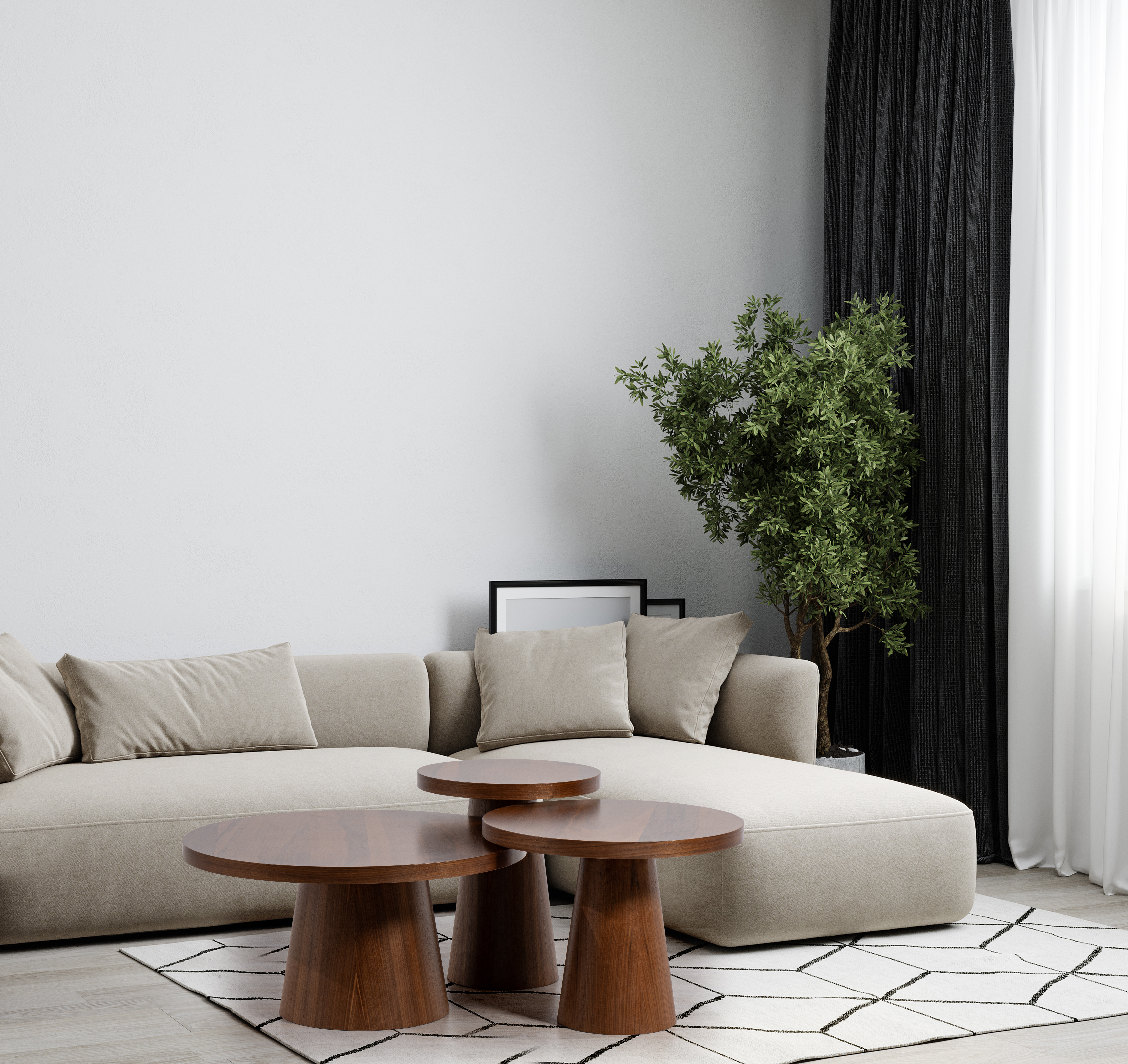 Set 3 Măsuțe de Cafea VIRA – Eleganță Naturală cu Finisaj din Furnir